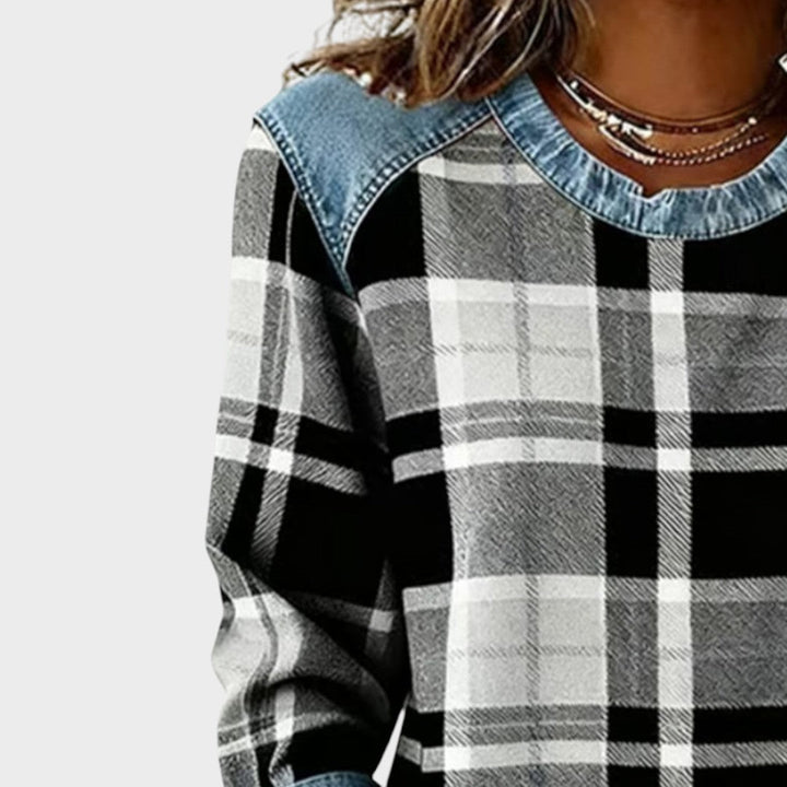 Iva | Pullover mit Denim-Details
