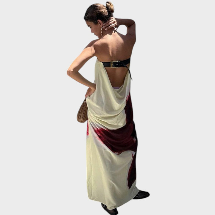 Blumen | Rückfreies Kleid mit verstellbarem Schnallenverschluss