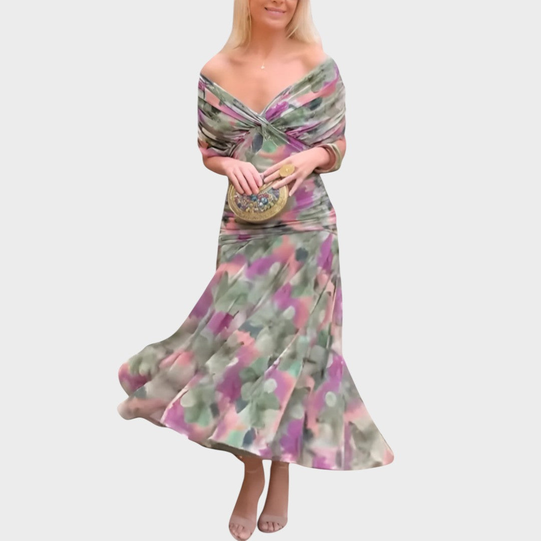 Lora | Langes Kleid mit V-Ausschnitt