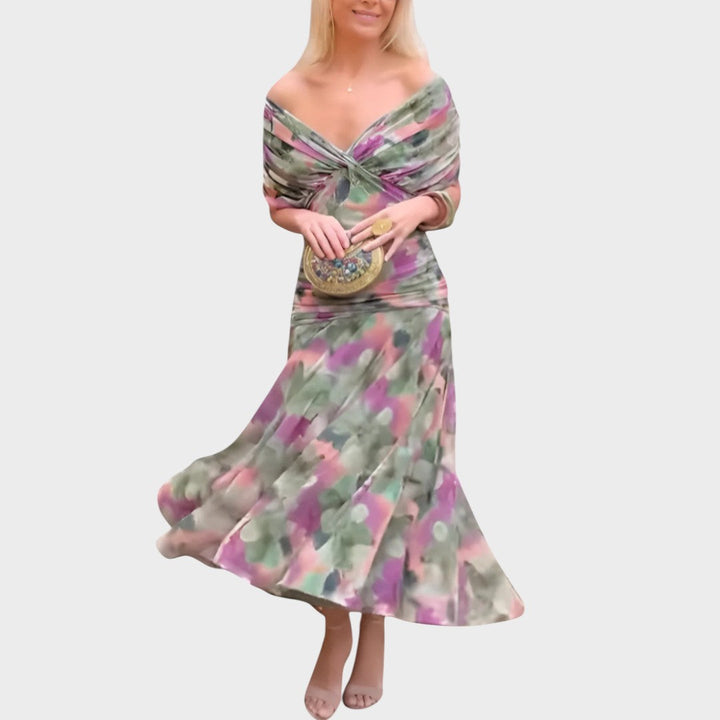 Lora | Langes Kleid mit V-Ausschnitt