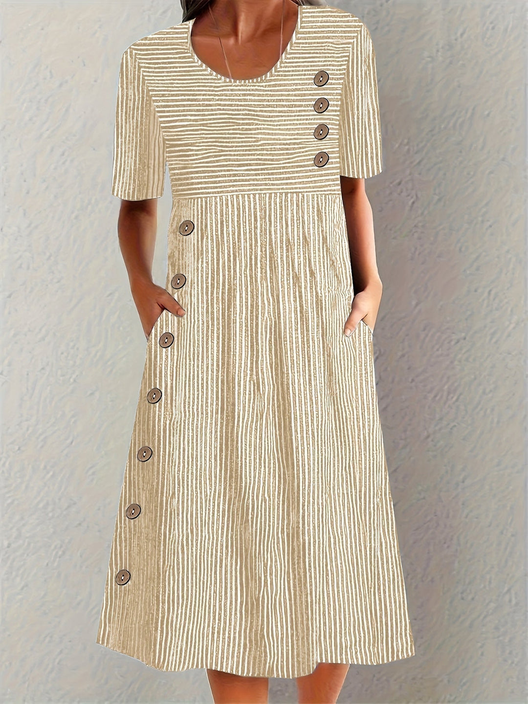 Coralie | Knackiges Gestreiftes Sommer-Maxikleid