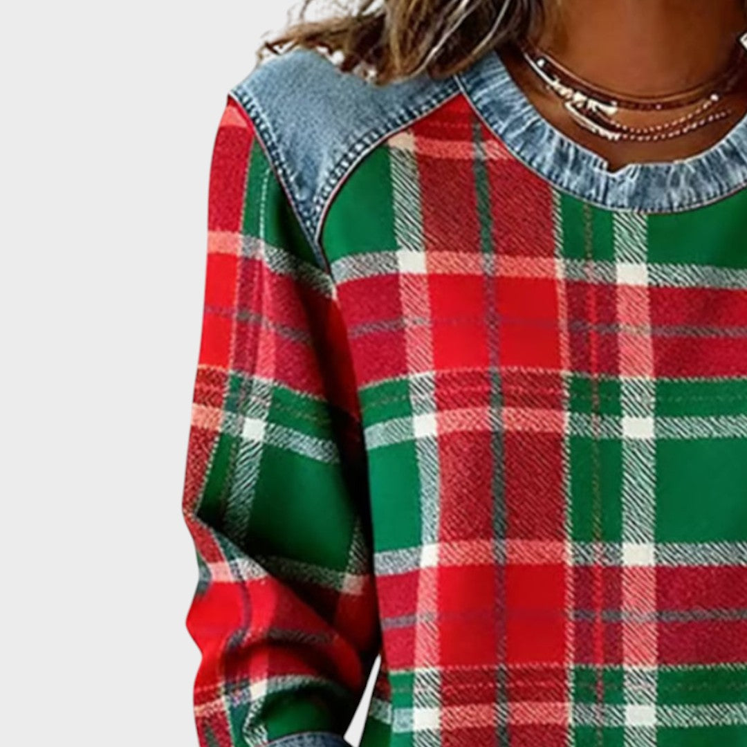 Iva | Pullover mit Denim-Details