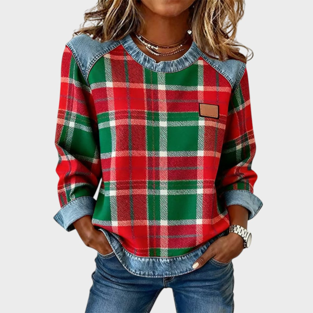 Iva | Pullover mit Denim-Details