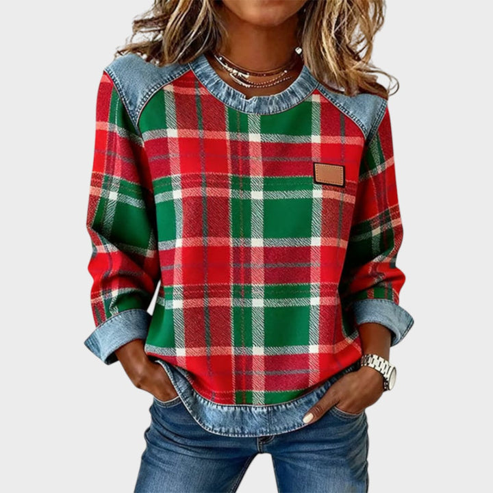 Iva | Pullover mit Denim-Details