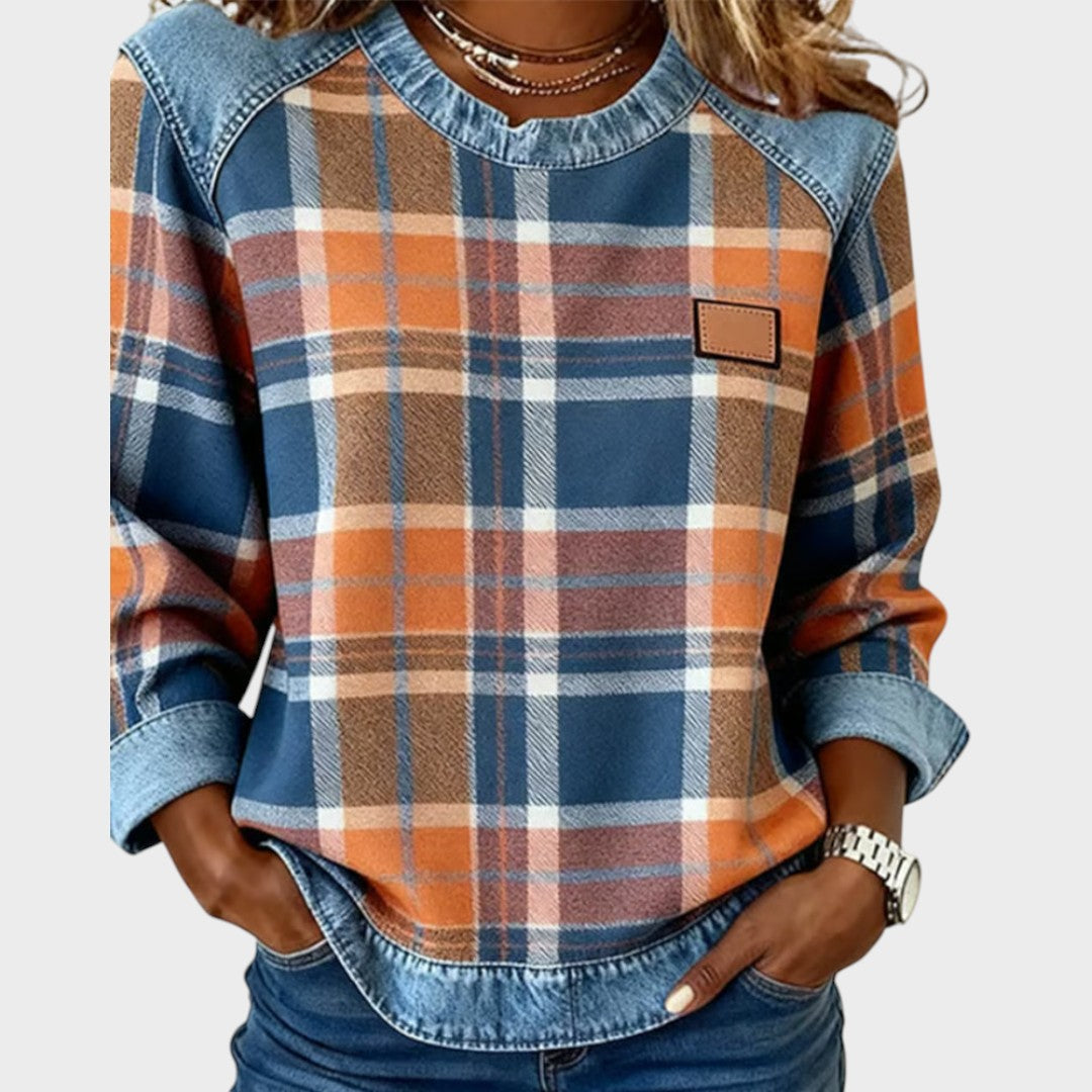 Iva | Pullover mit Denim-Details