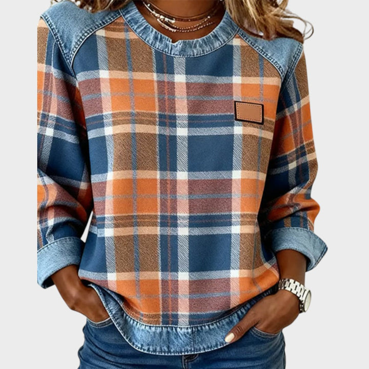 Iva | Pullover mit Denim-Details