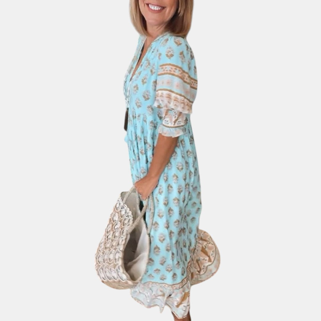 MANA | MIDI-KLEID MIT FLORALEN MUSTERN UND V-AUSSCHNITT