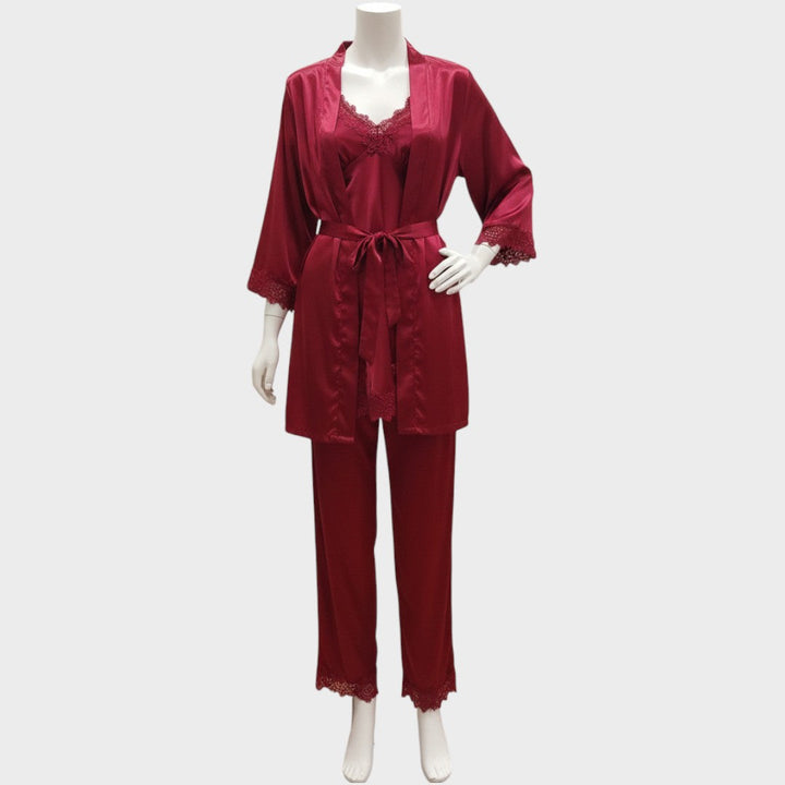 Rebecca | 5-teiliges Satin-Spitzen-Pyjama-Set