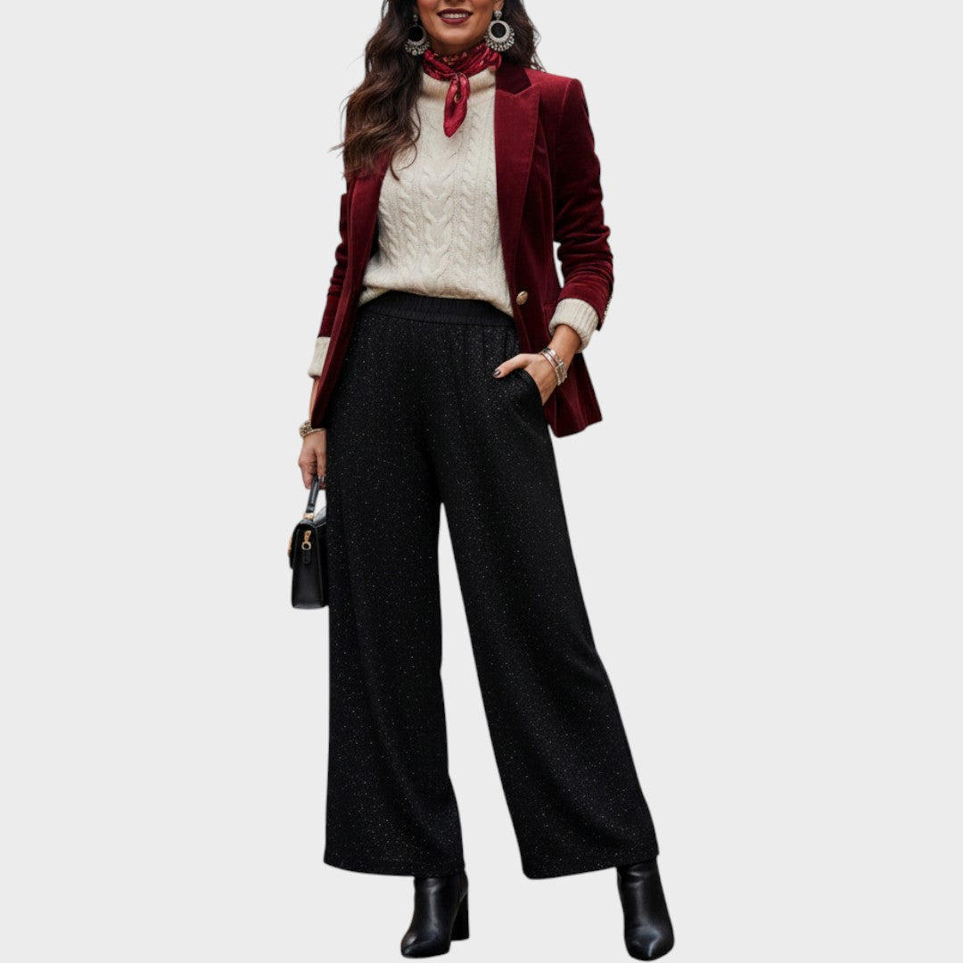 Verina | Weite, glänzende Hose
