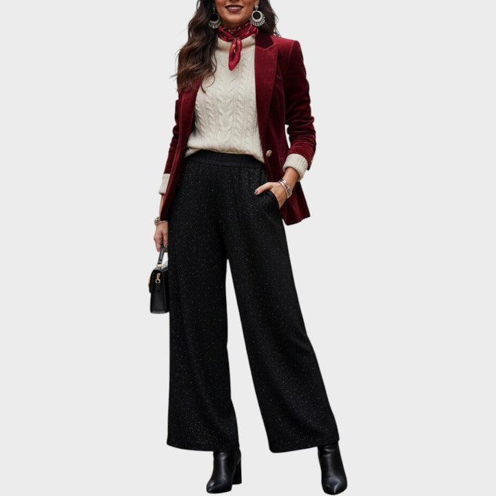 Verina | Weite, glänzende Hose