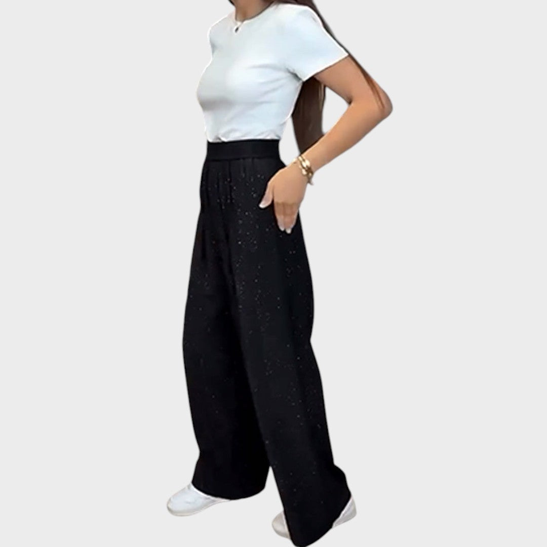 Verina | Weite, glänzende Hose