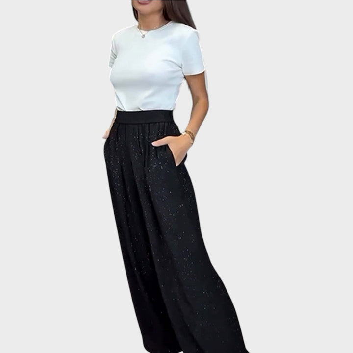 Verina | Weite, glänzende Hose
