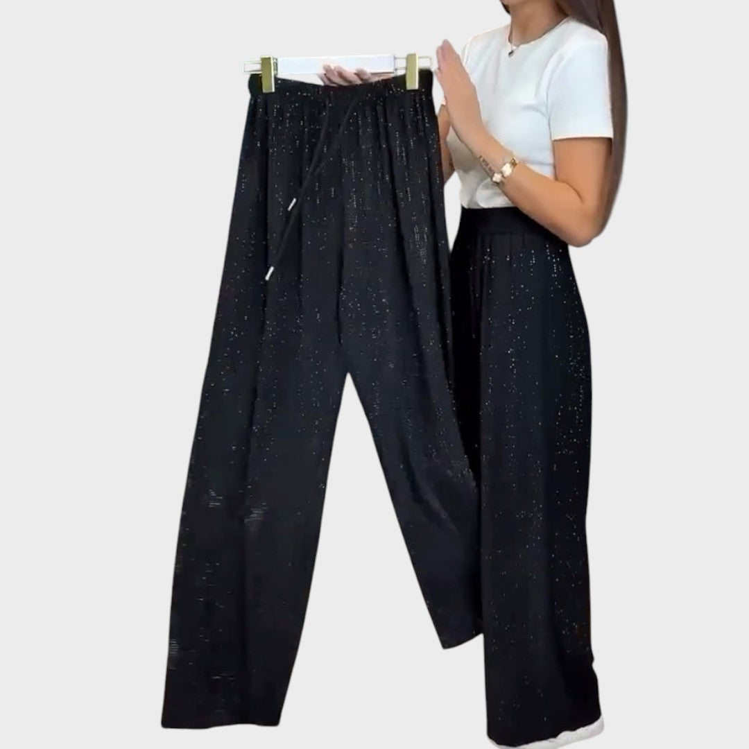Verina | Weite, glänzende Hose