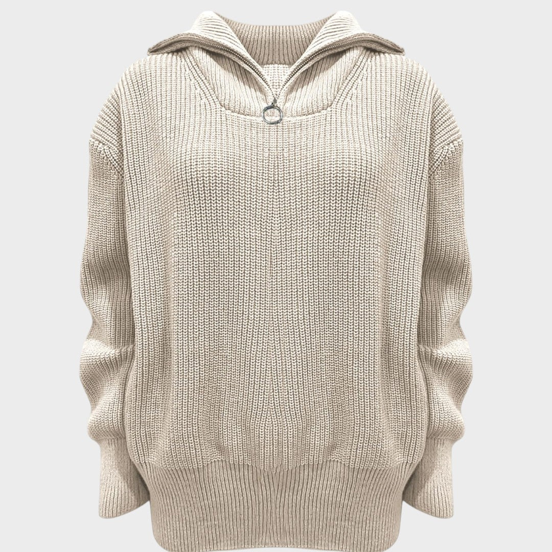 Eliana | Strickpullover mit hohem Kragen und Reißverschluss