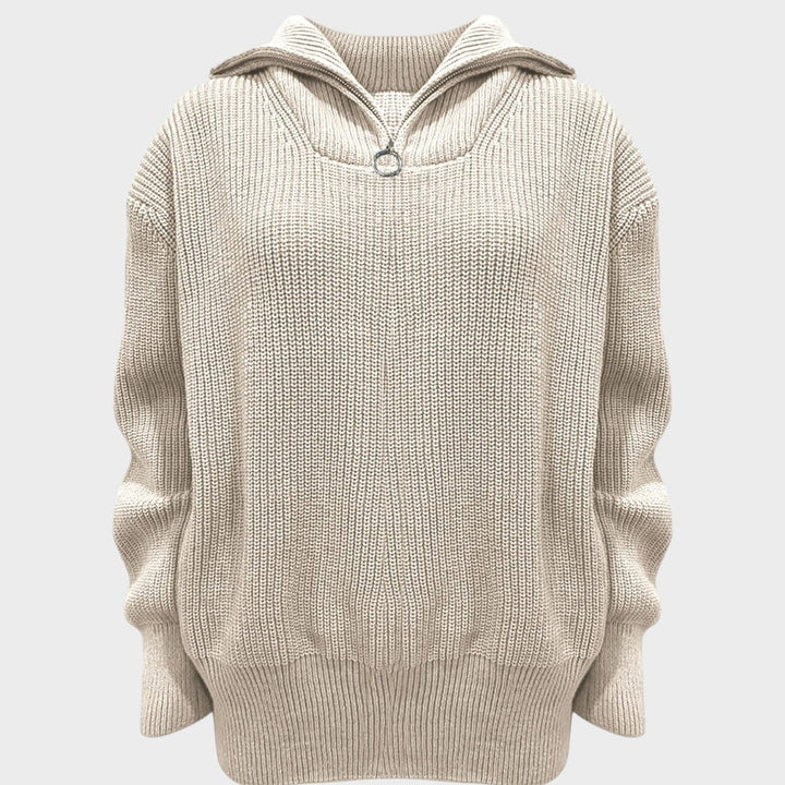 Eliana | Strickpullover mit hohem Kragen und Reißverschluss
