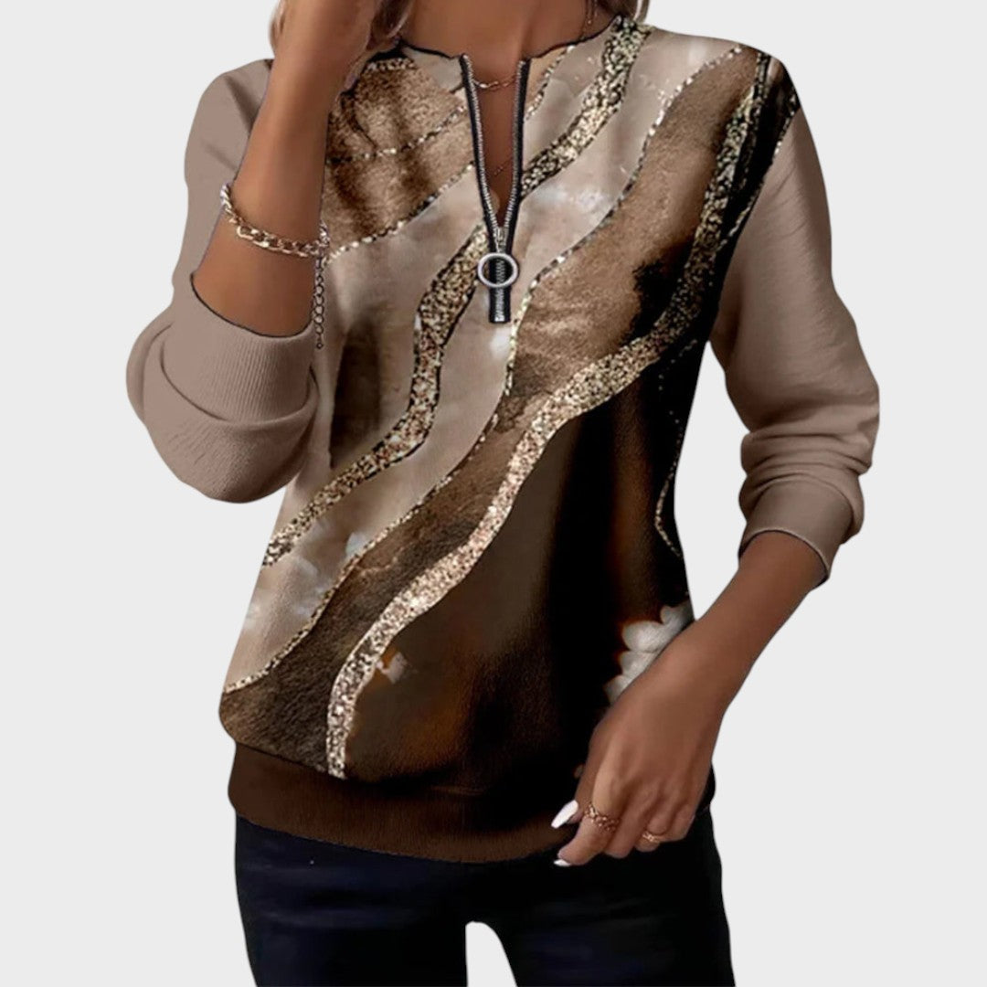 Vânia | Pullover mit Reißverschluss und Muster