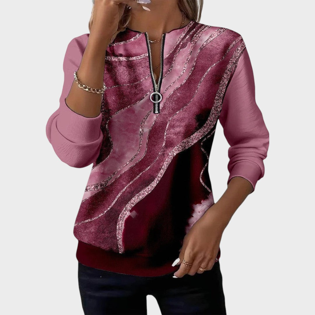 Vânia | Pullover mit Reißverschluss und Muster