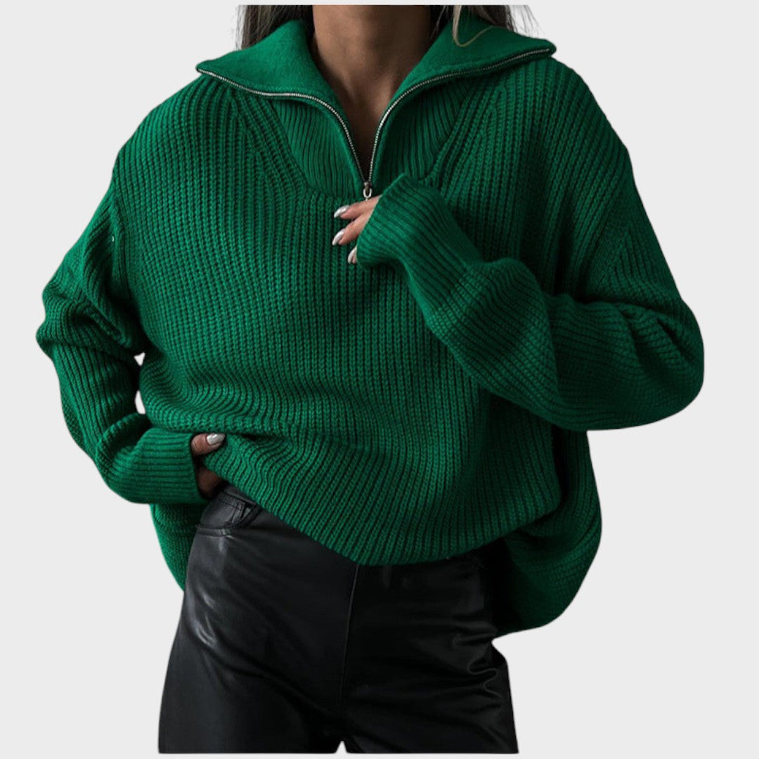 Eliana | Strickpullover mit hohem Kragen und Reißverschluss
