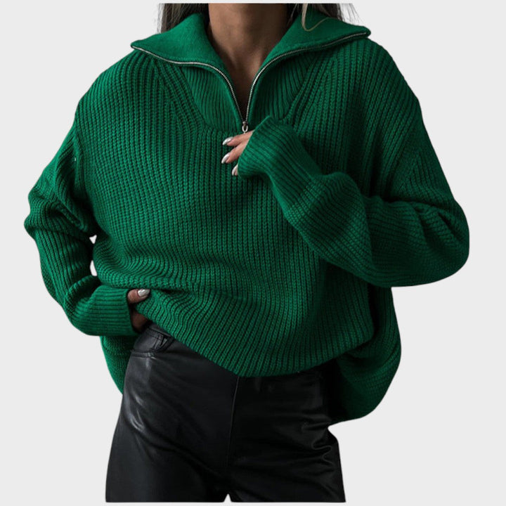 Eliana | Strickpullover mit hohem Kragen und Reißverschluss