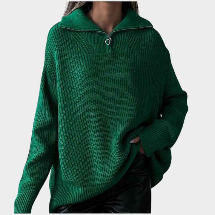 Eliana | Strickpullover mit hohem Kragen und Reißverschluss