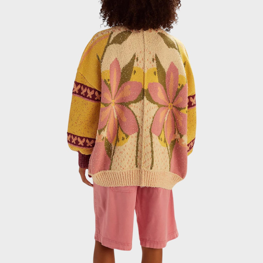 Isa | Strickjacke mit floralem Muster