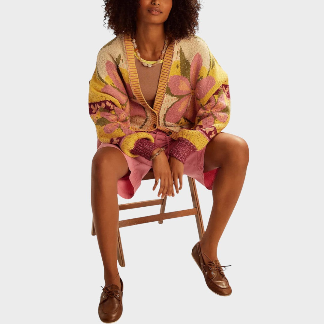 Isa | Strickjacke mit floralem Muster