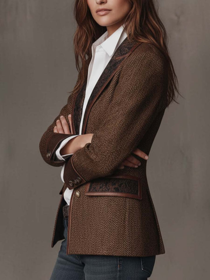 Damen Blazer mit Fischgrätmuster