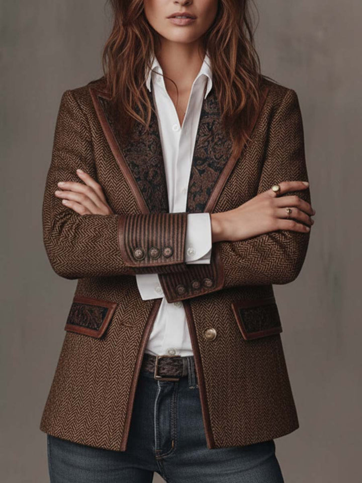 Damen Blazer mit Fischgrätmuster