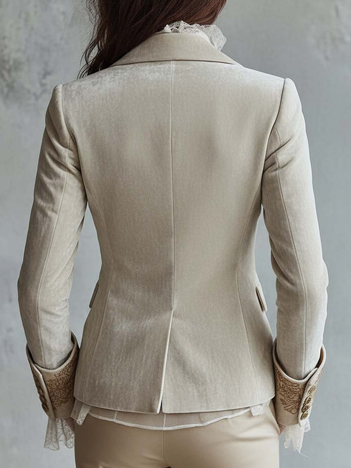 Damen Blazer in Elfenbein mit Stickerei