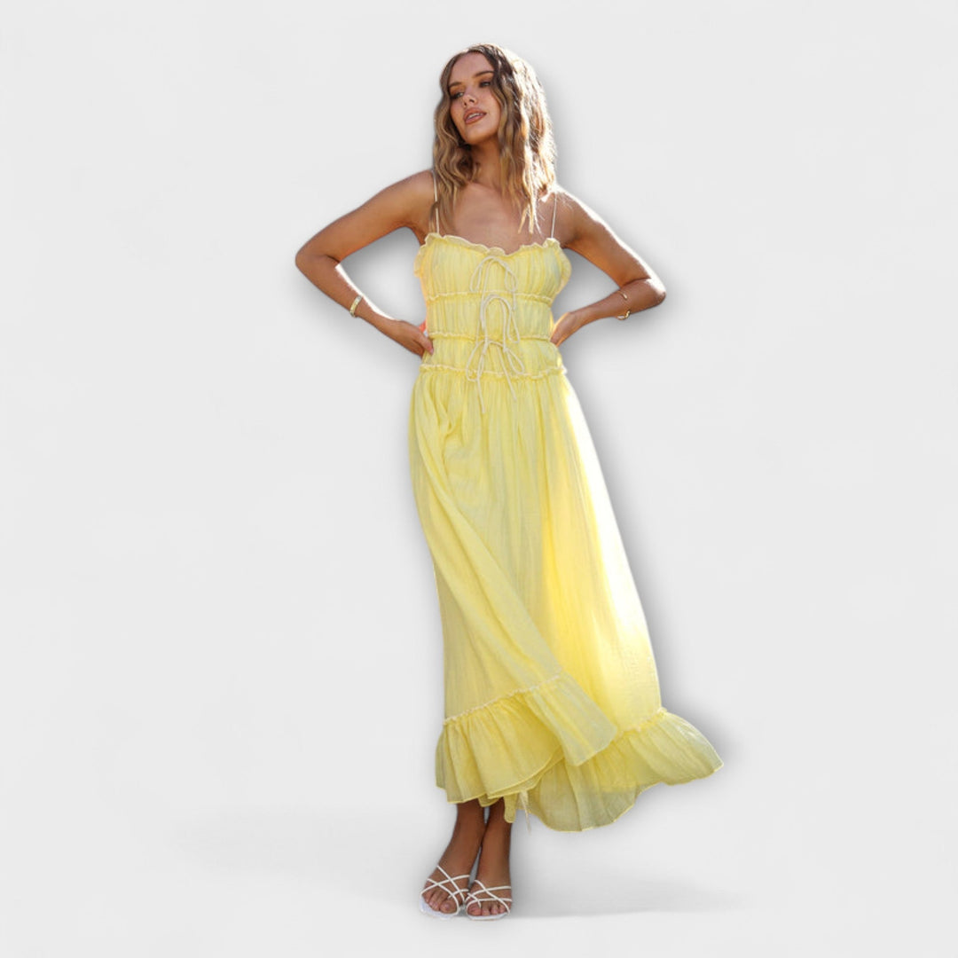Celine | Ärmelloses Midi-Kleid mit Rüschen