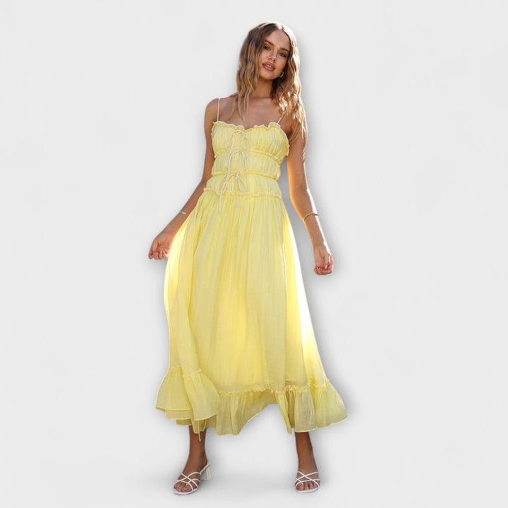 Celine | Ärmelloses Midi-Kleid mit Rüschen