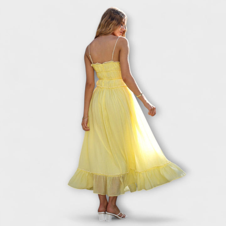 Celine | Ärmelloses Midi-Kleid mit Rüschen