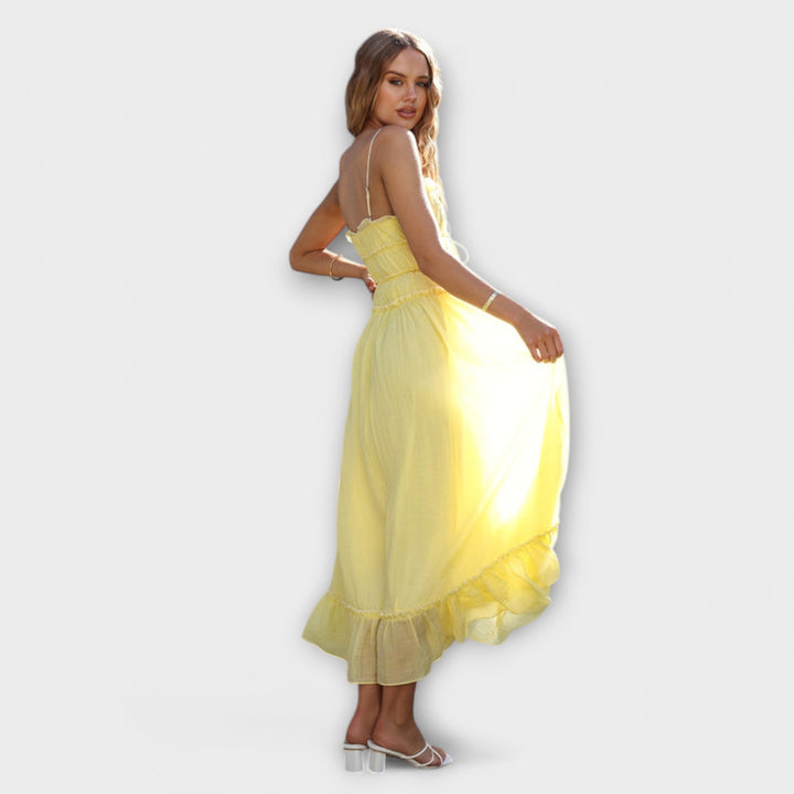Celine | Ärmelloses Midi-Kleid mit Rüschen
