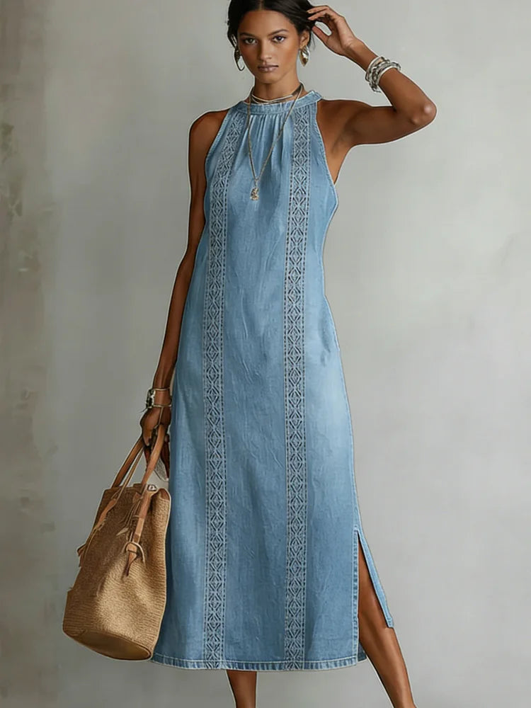 Greta - Denimkleid mit Retro-Spitze