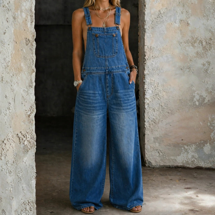 Astrid - Denim-Latzhose mit Elastischem Bund