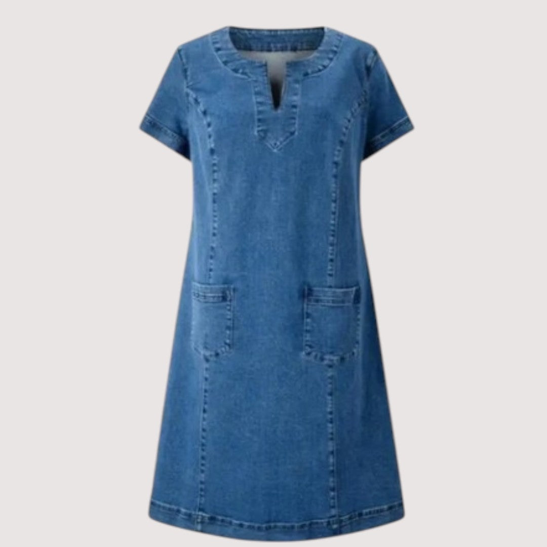 Mila | Denim Kleid mit V-Ausschnitt