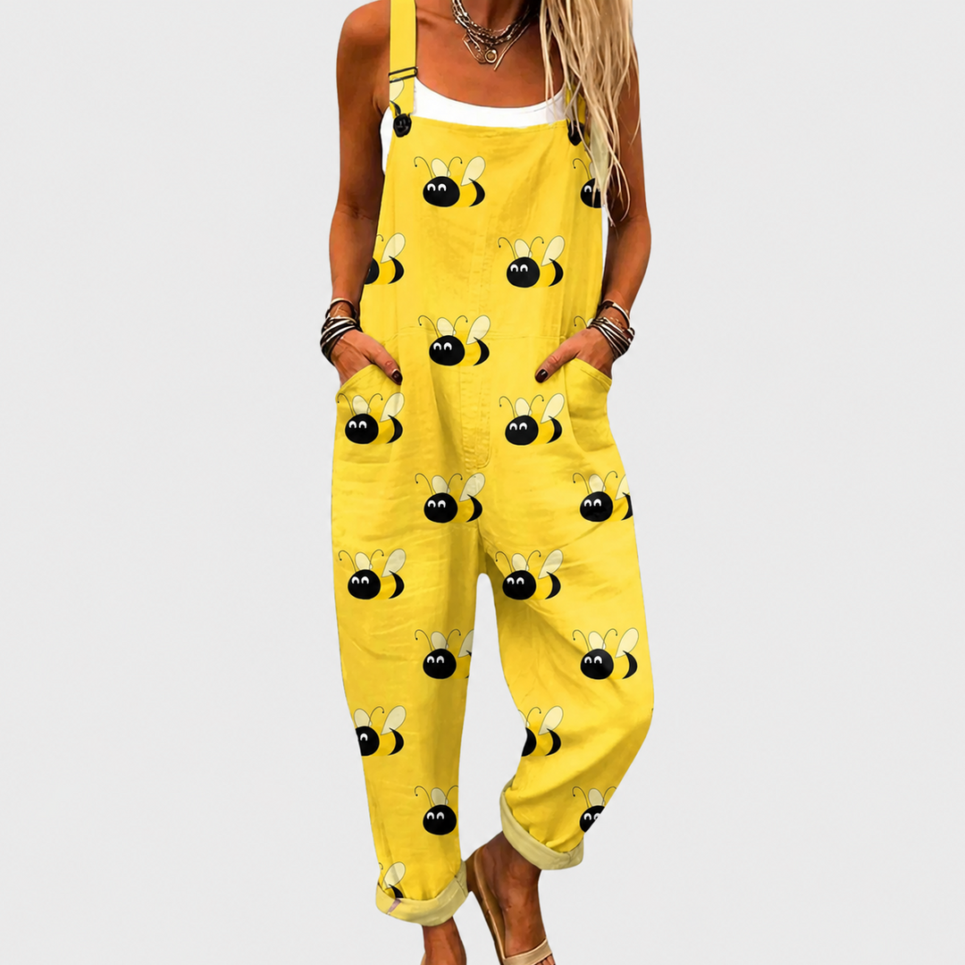 Latzhose mit Comic-Bienen Gelb für Damen