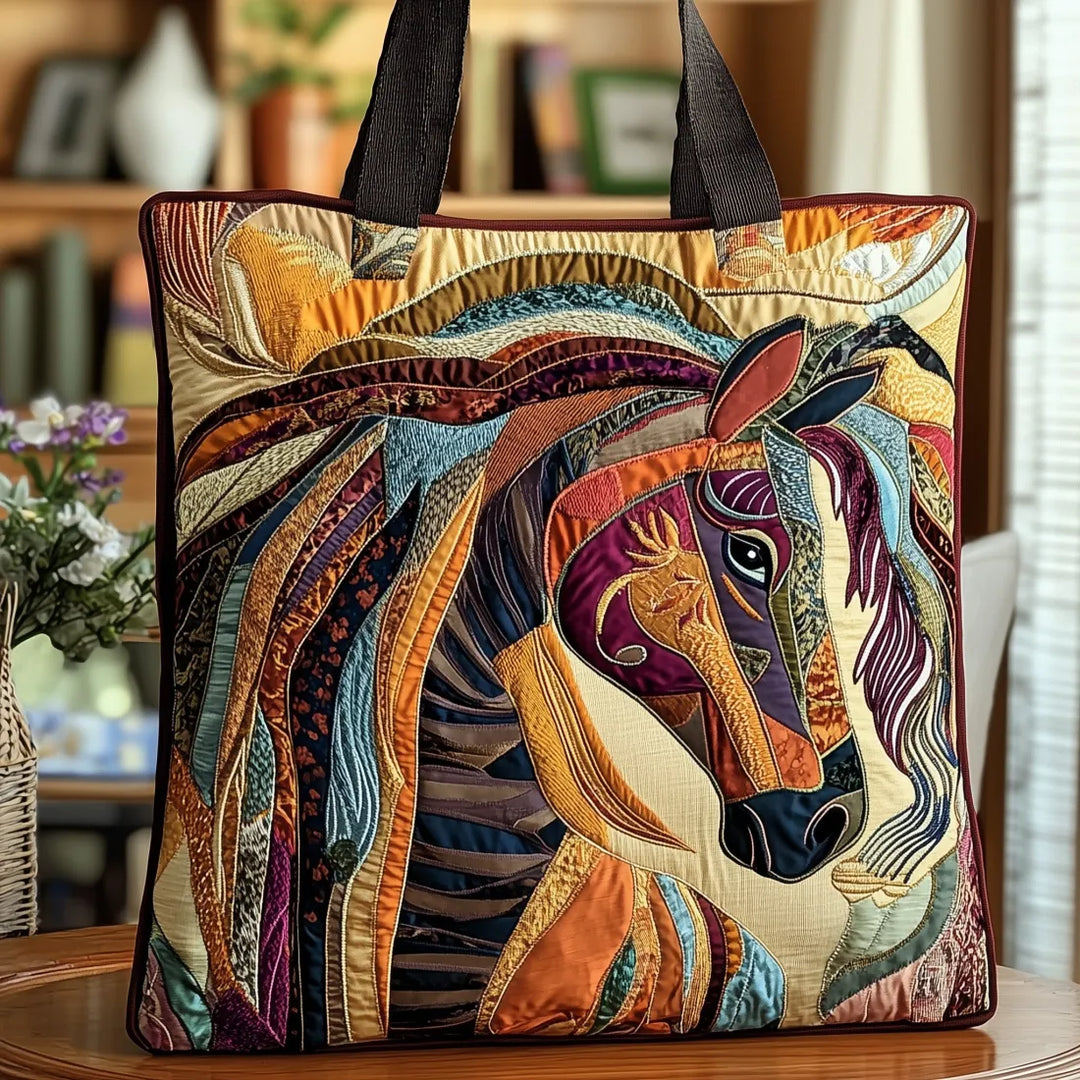 Handgefertigte Tasche | Buntes Mosaikpferd