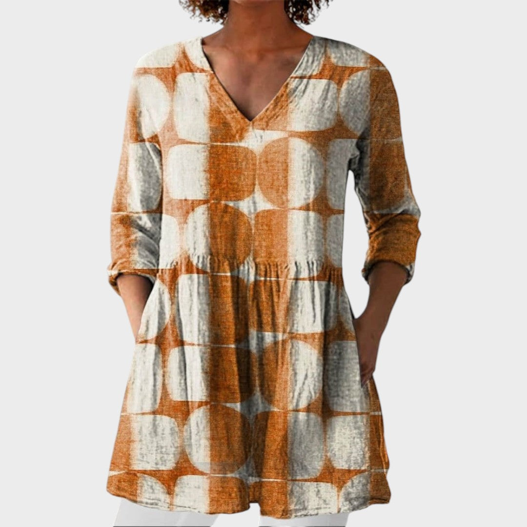 Ella | Boho Lange Bluse – V-Ausschnitt