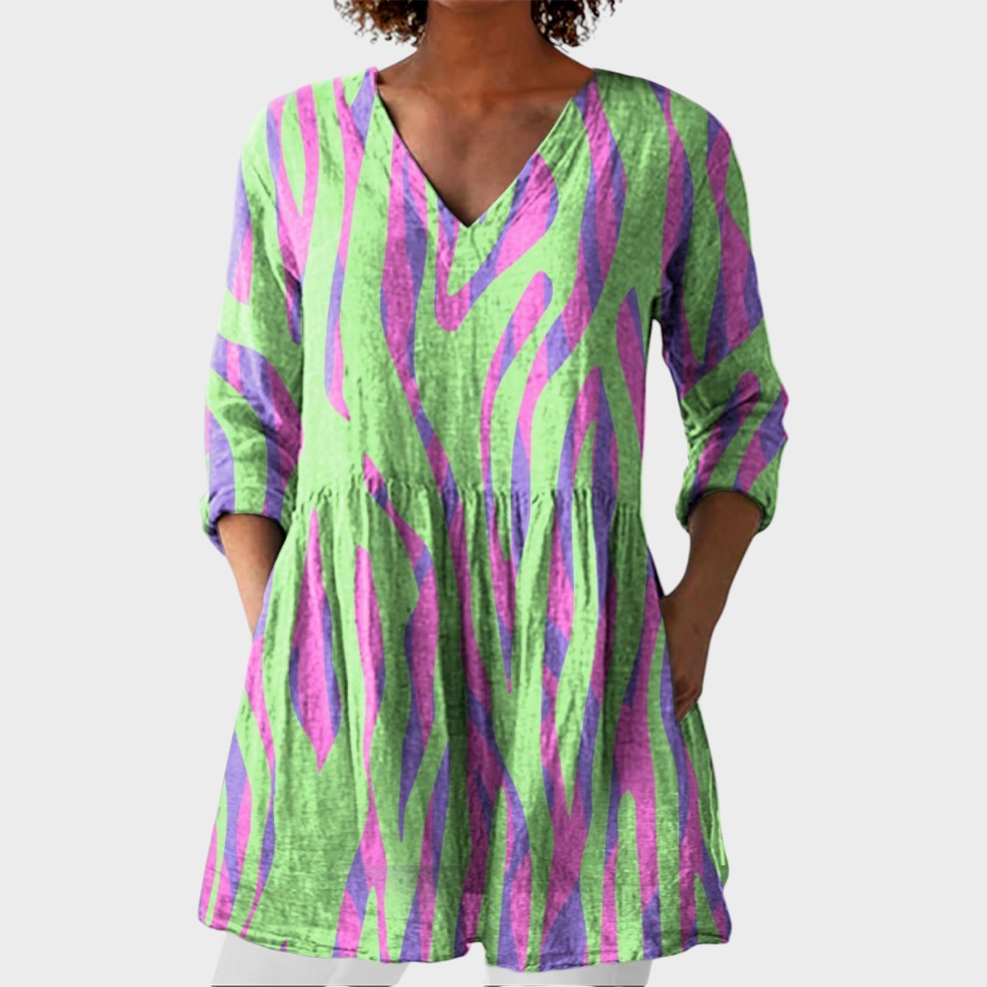 Oceane | Boho Lange Bluse – V-Ausschnitt