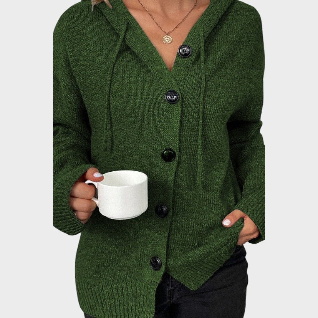 Amélia | Weicher Strickcardigan mit Kapuze