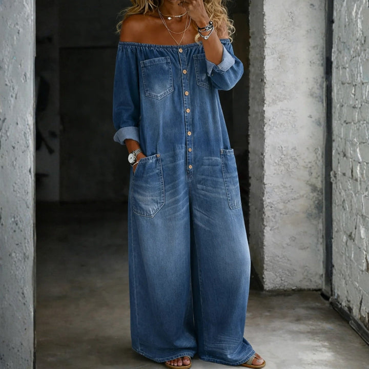 Barbara - Langärmliger Jumpsuit mit Off-Shoulder