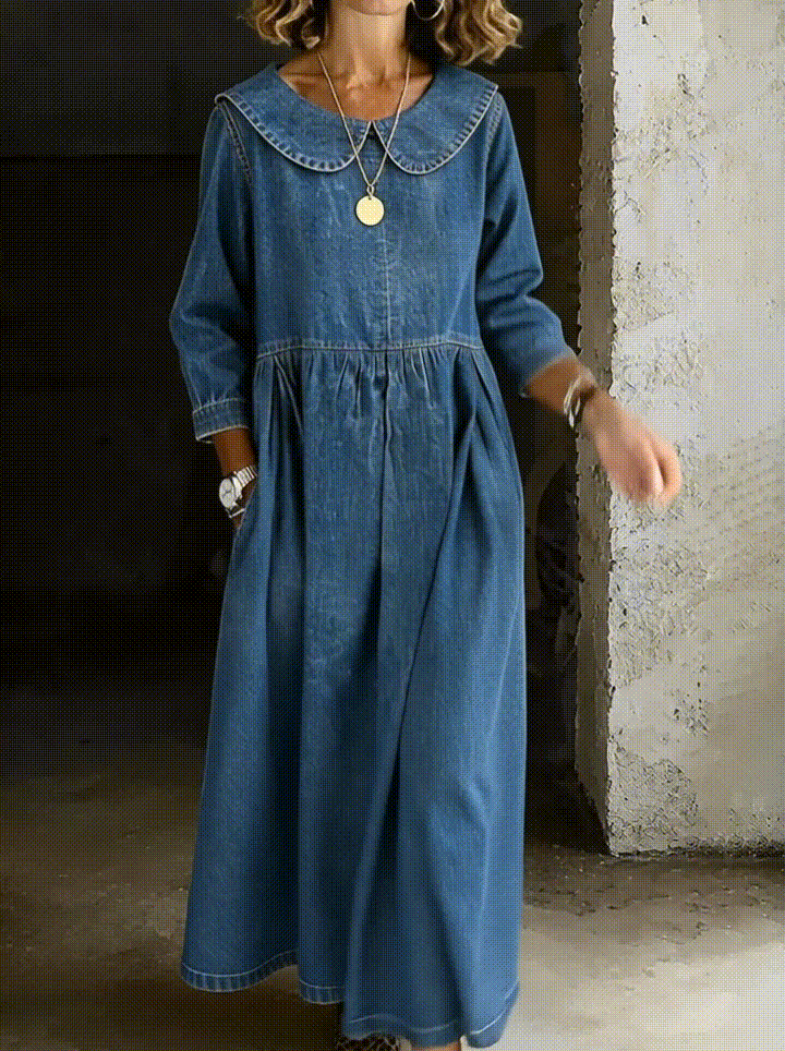 Bettina - Denim-Kleid mit Peter-Pan-Kragen