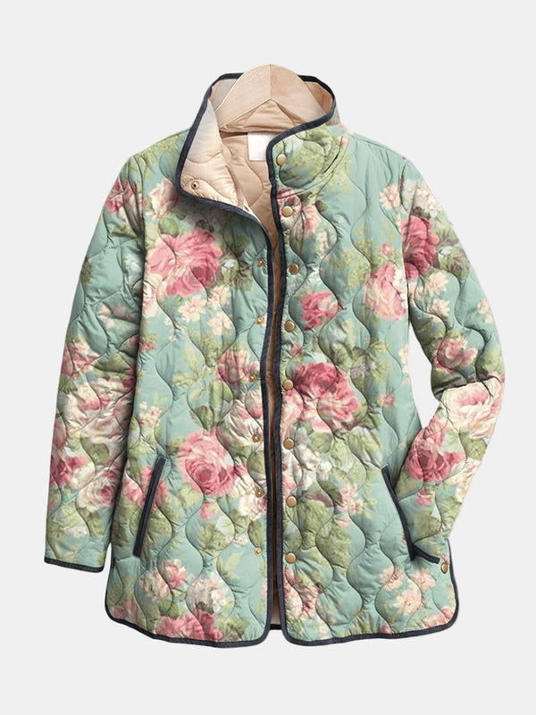 Carys | Retro Blumenmuster Steppjacke