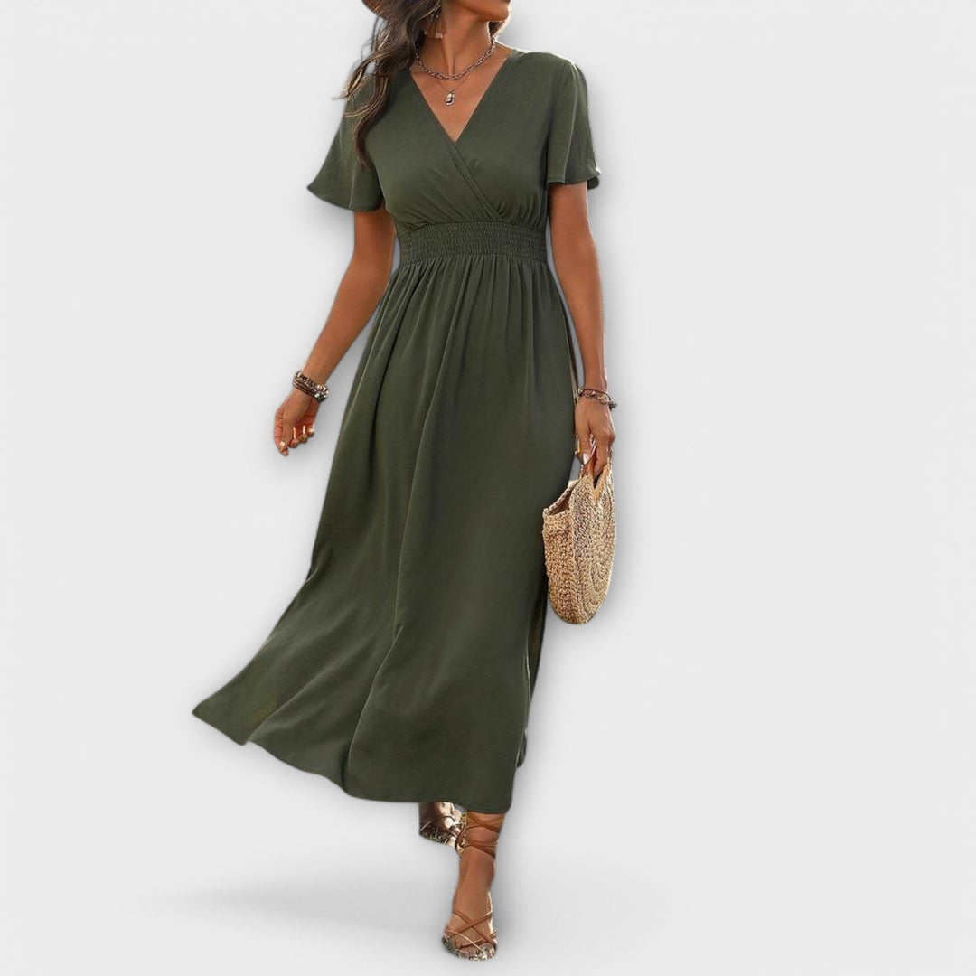 Heather | Elegantes Boho-Kleid mit V-Ausschnitt und langen Ärmeln