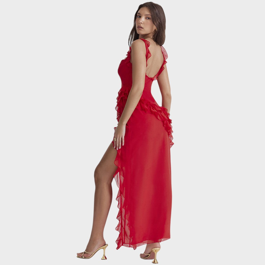 Amira | Dunkelpflaumenfarbenes Langkleid