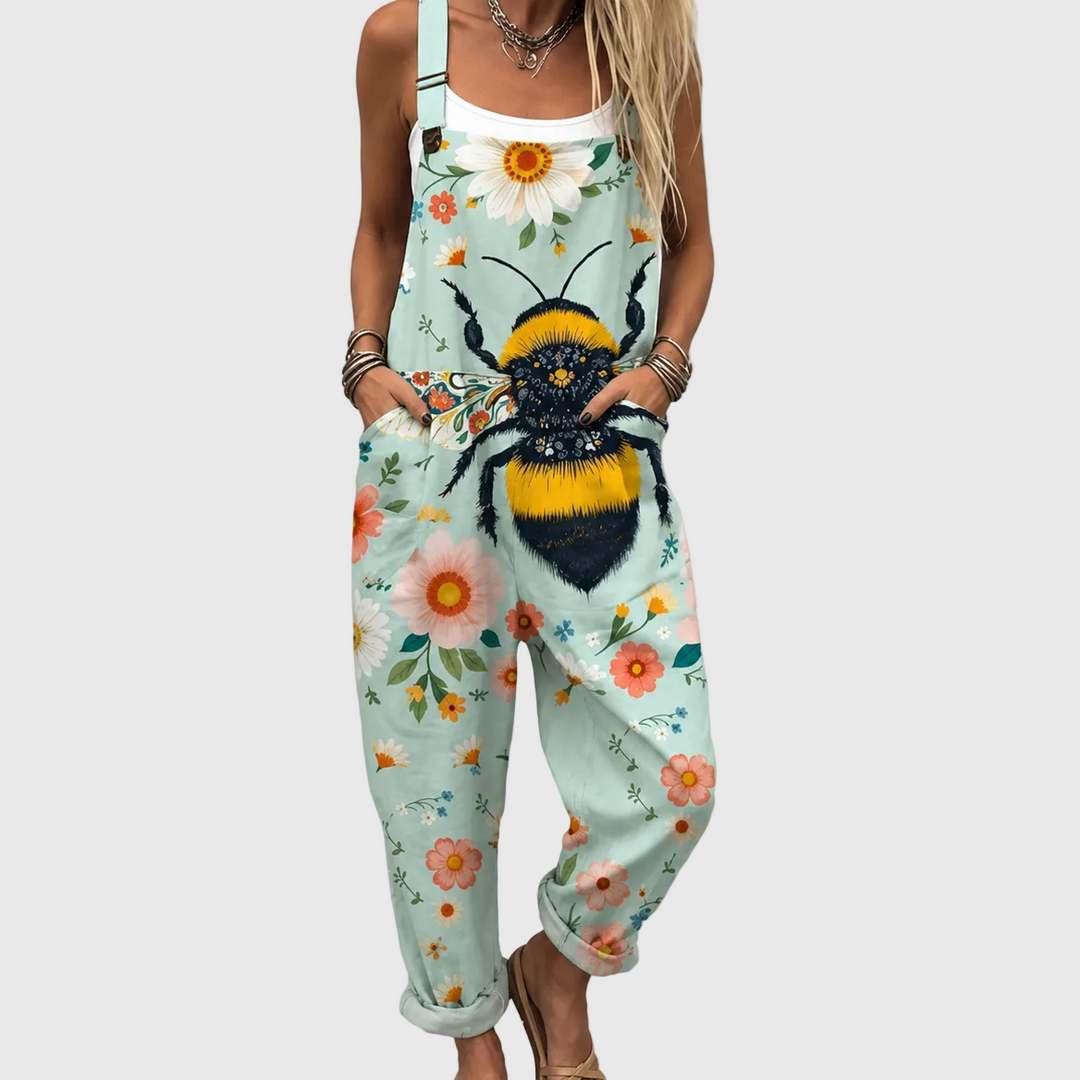 Latzhose mit großer Hummel Mintgrün für Damen