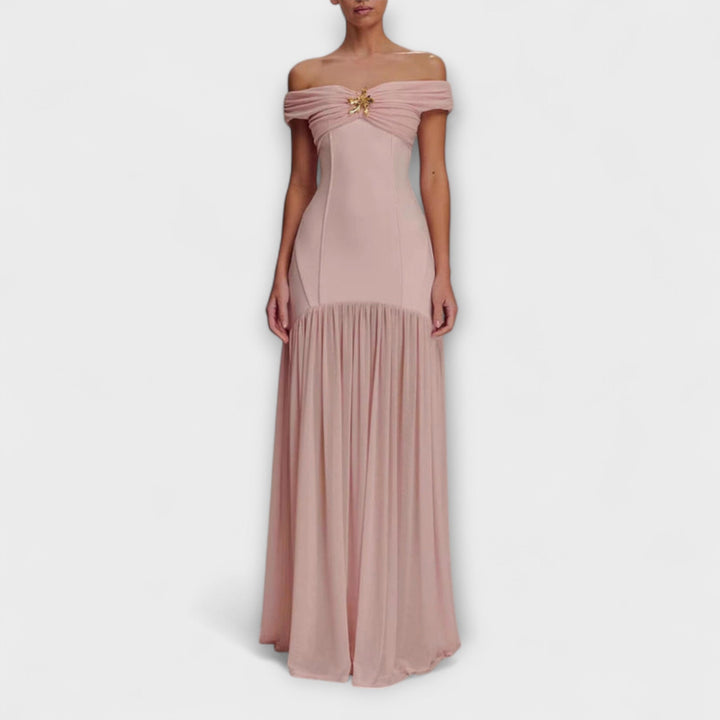 Maelie | Elegantes trägerloses Maxi Bodycon Kleid mit floralen Dekorationen