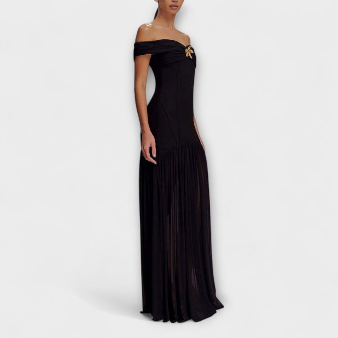 Maelie | Elegantes trägerloses Maxi Bodycon Kleid mit floralen Dekorationen