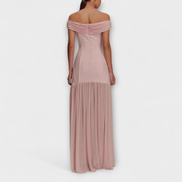 Maelie | Elegantes trägerloses Maxi Bodycon Kleid mit floralen Dekorationen